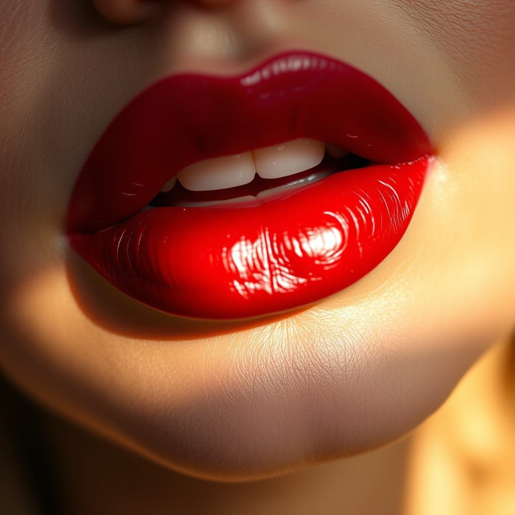 Sultry Red Lips in Classic Hollywood Glamour Style