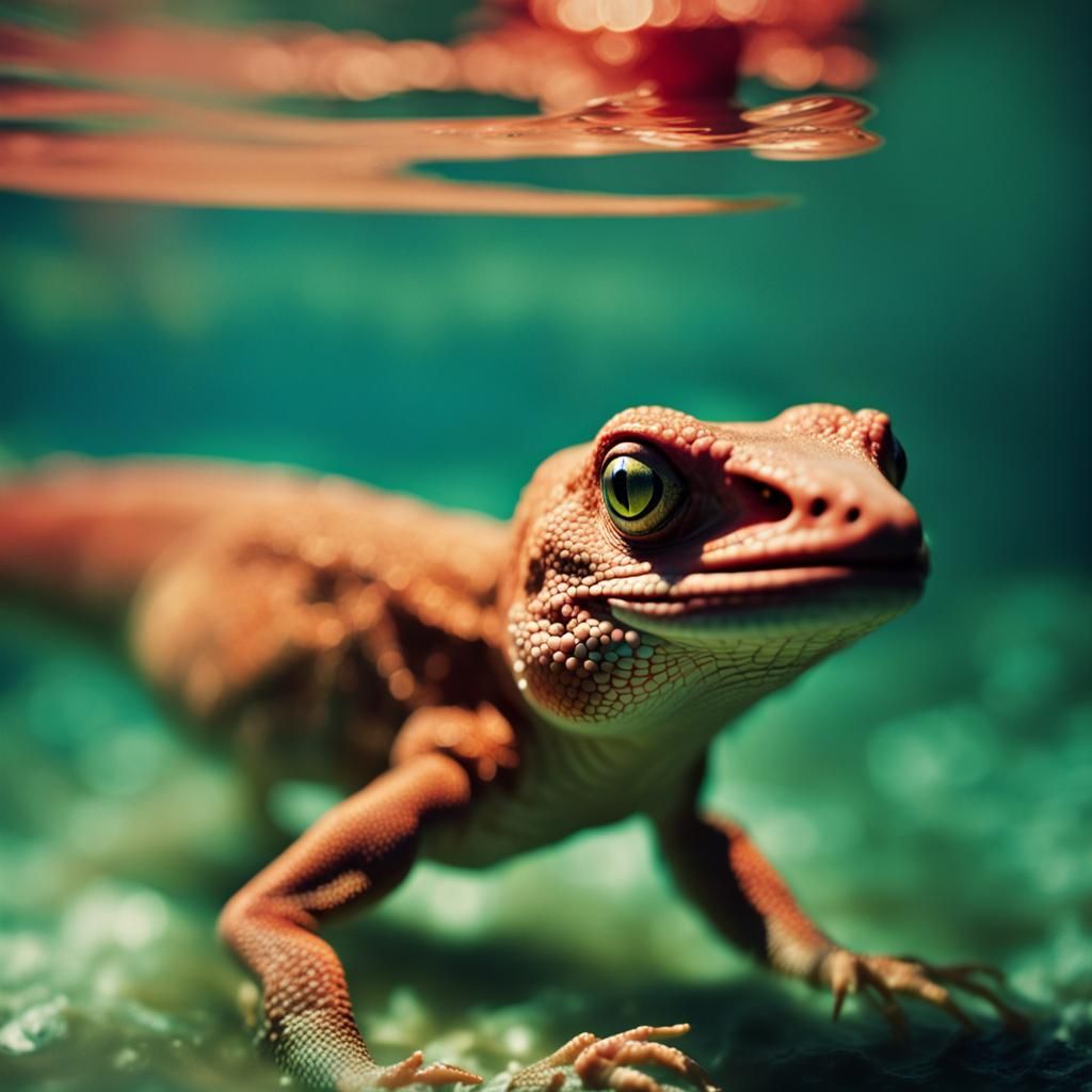 Underwater Lizard in Fashion Photography Style