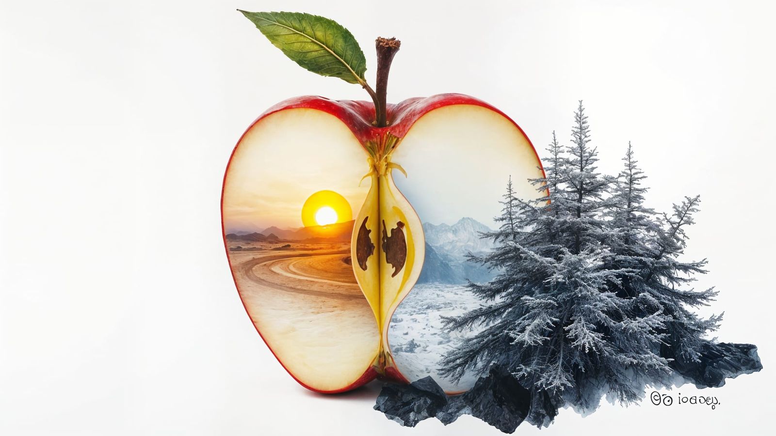 Surreal Double Apple Portraits in Vibrant Colors