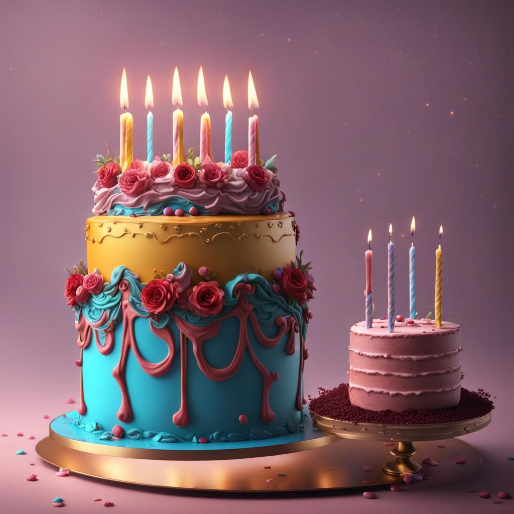 Fantastical Birthday Cake in Detailed Matte Painting