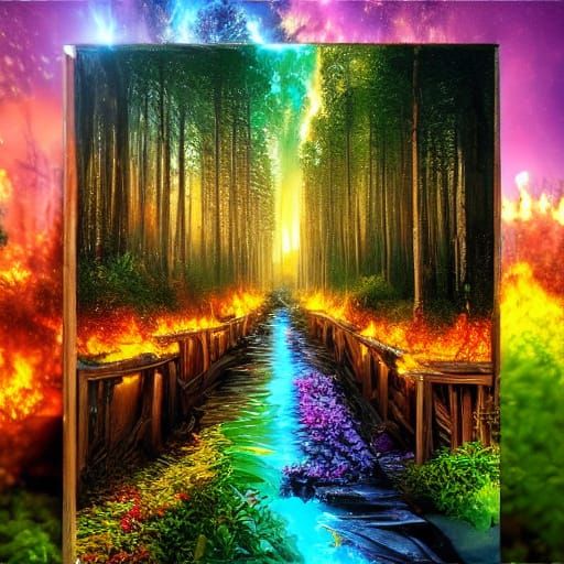 Vibrant Bridge in Turbulent Light, in a Realistic Oil Painti...