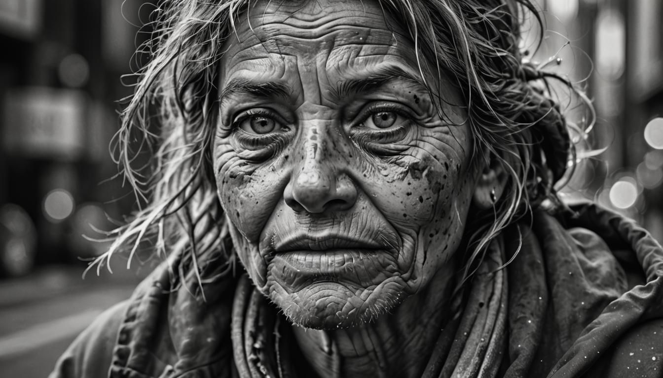 Striking Black and White Portrait in Splash Art Style