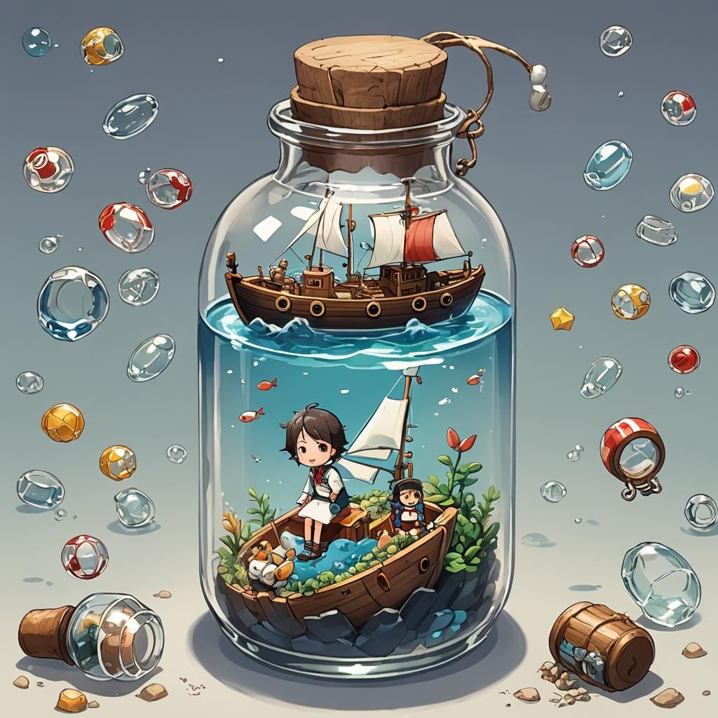Toy Boat in a Bottle: Anime Style