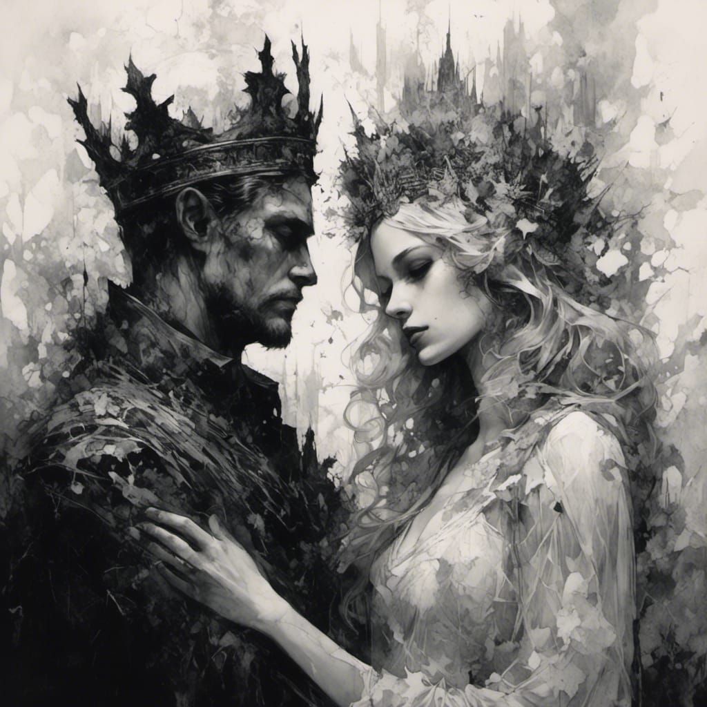 Fantasy King and Queen in Macabre Art Nouveau Style