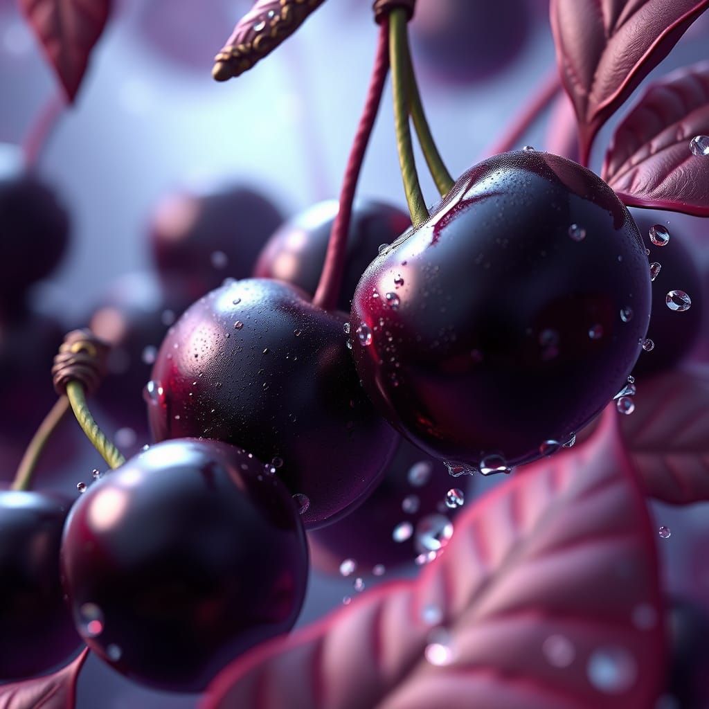 Fantastical Black Cherry Blossoms in Vivid Splendor