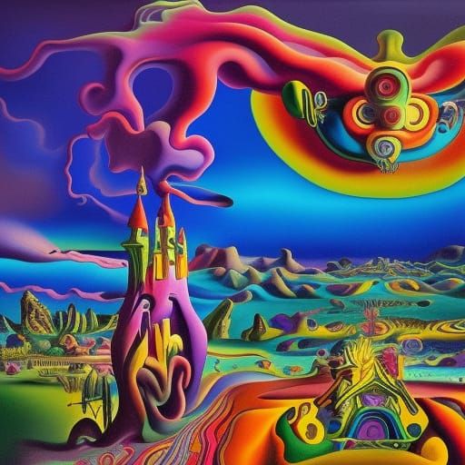 Psychedelic Melting Landscape in Surrealist Style