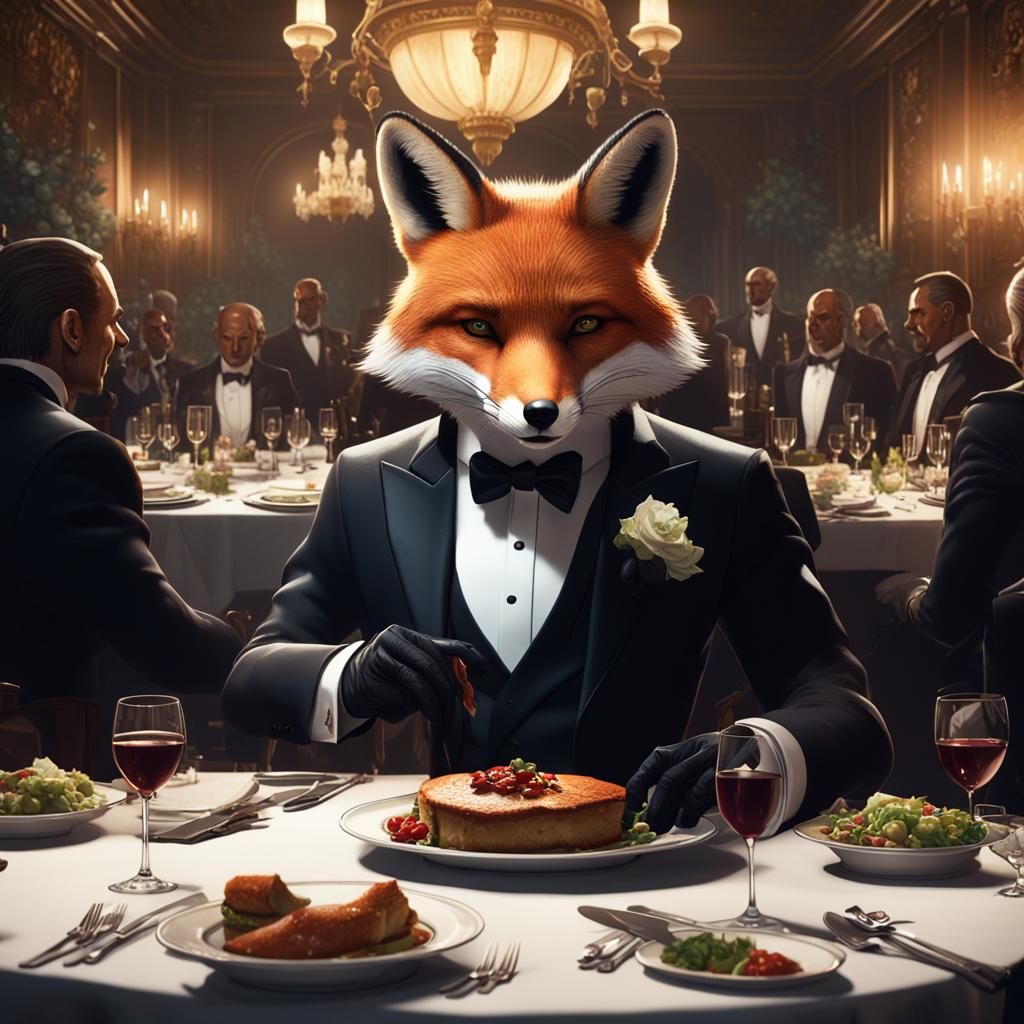 Fox Assassin at Dinner: Dark Fantasy Concept Art