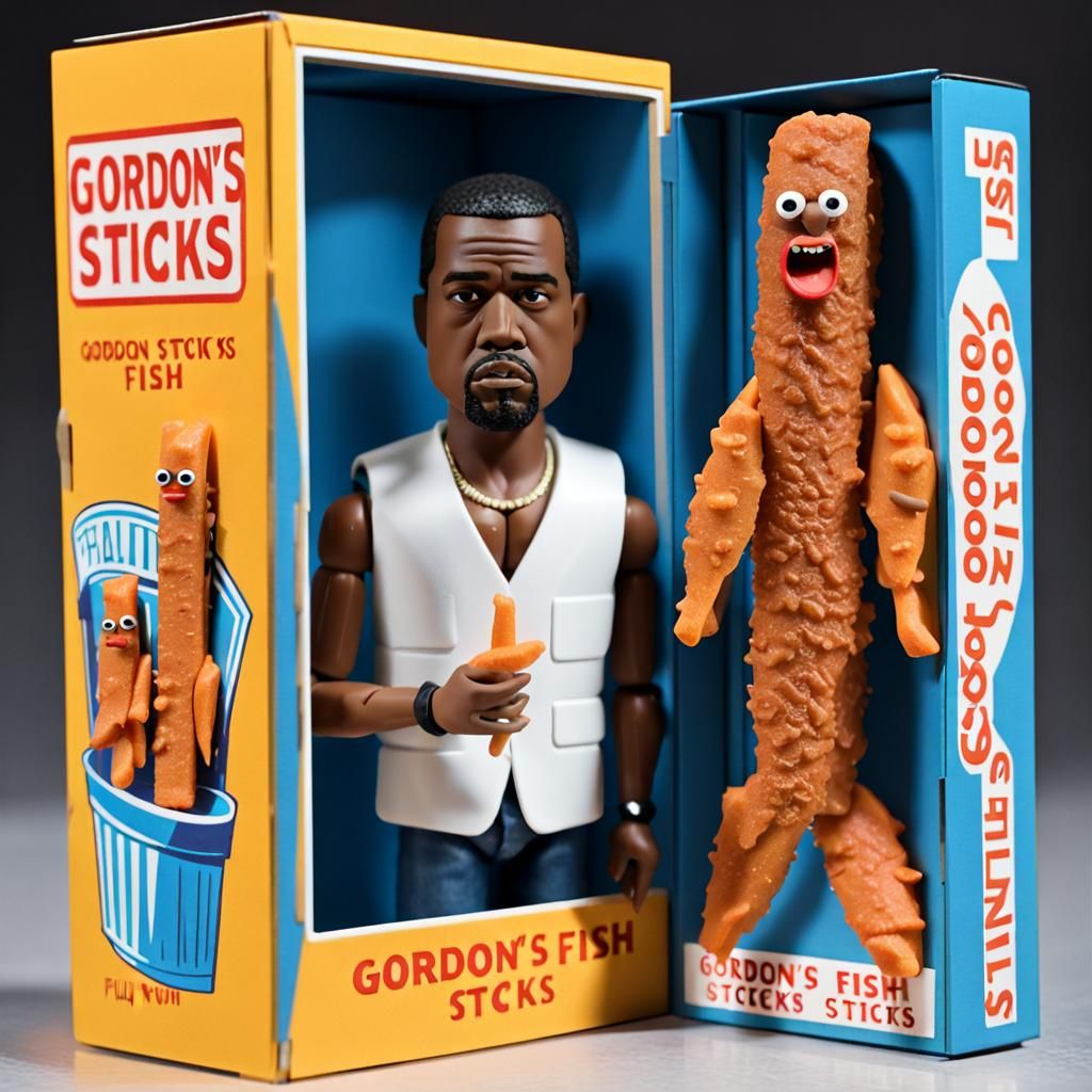 Kanye West Action Figure with Fish Sticks