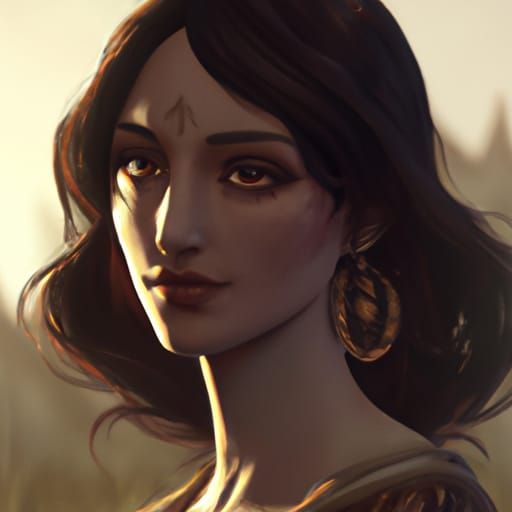 Hyperdetailed Portrait of Brunette in Art Nouveau Style