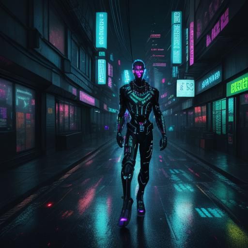 Cybernetic Eye Implants in Gritty Cyberpunk Scene