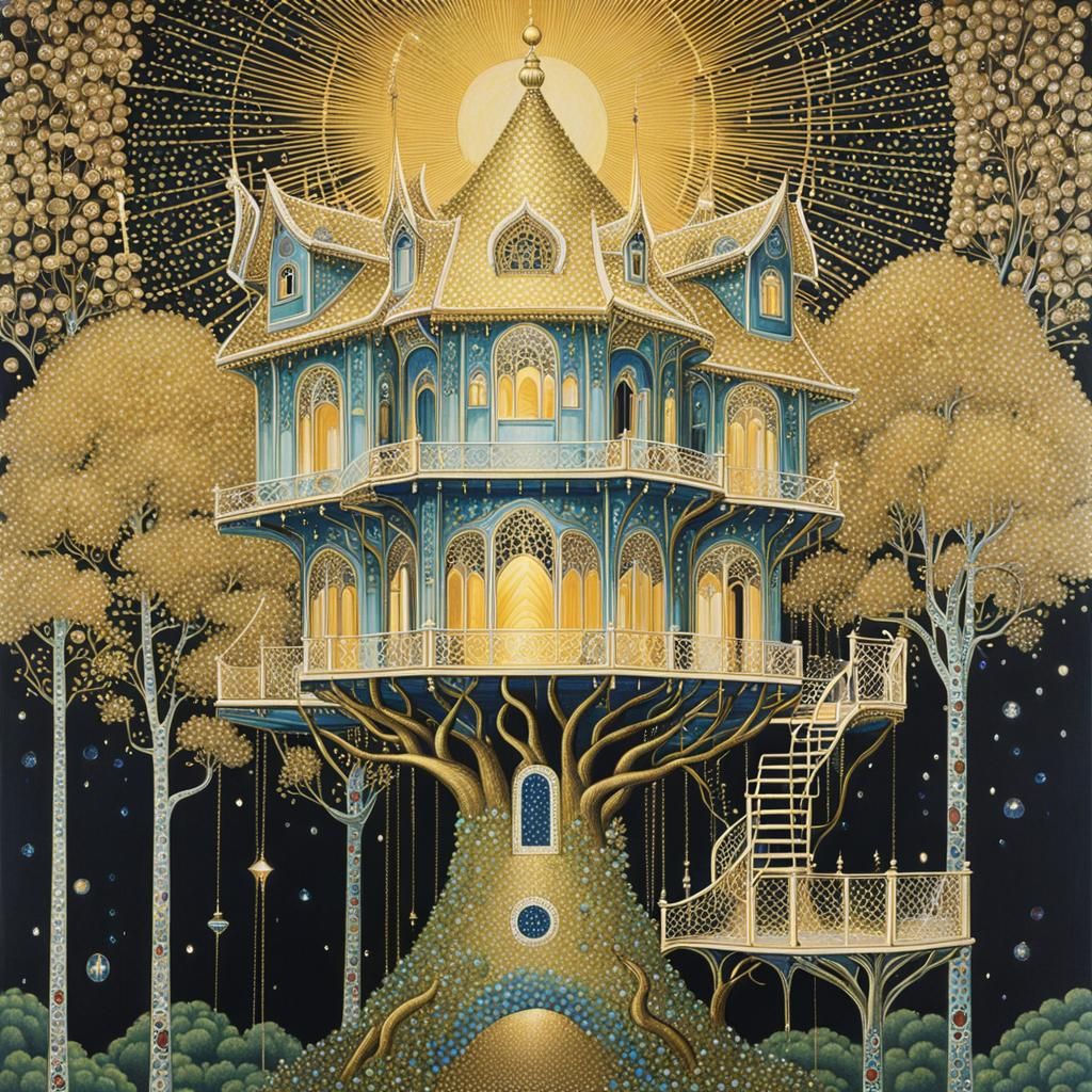 Golden Treehouse Tower in Nielsen Style