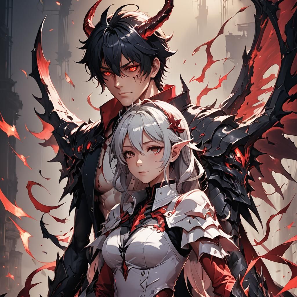 Cute Demon Girl and Angel Man: Anime Style
