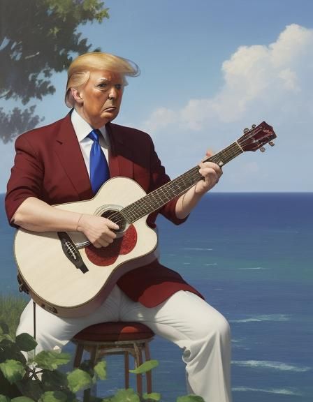 Trump as Tarzan in Monet's Impressionistic Style
