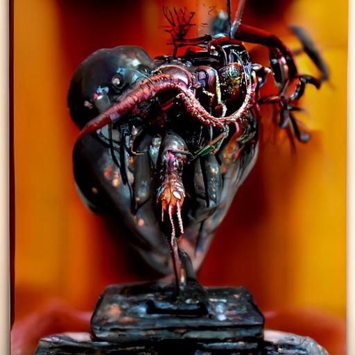 Biopunk Statue in Realistic Oil Painting Style