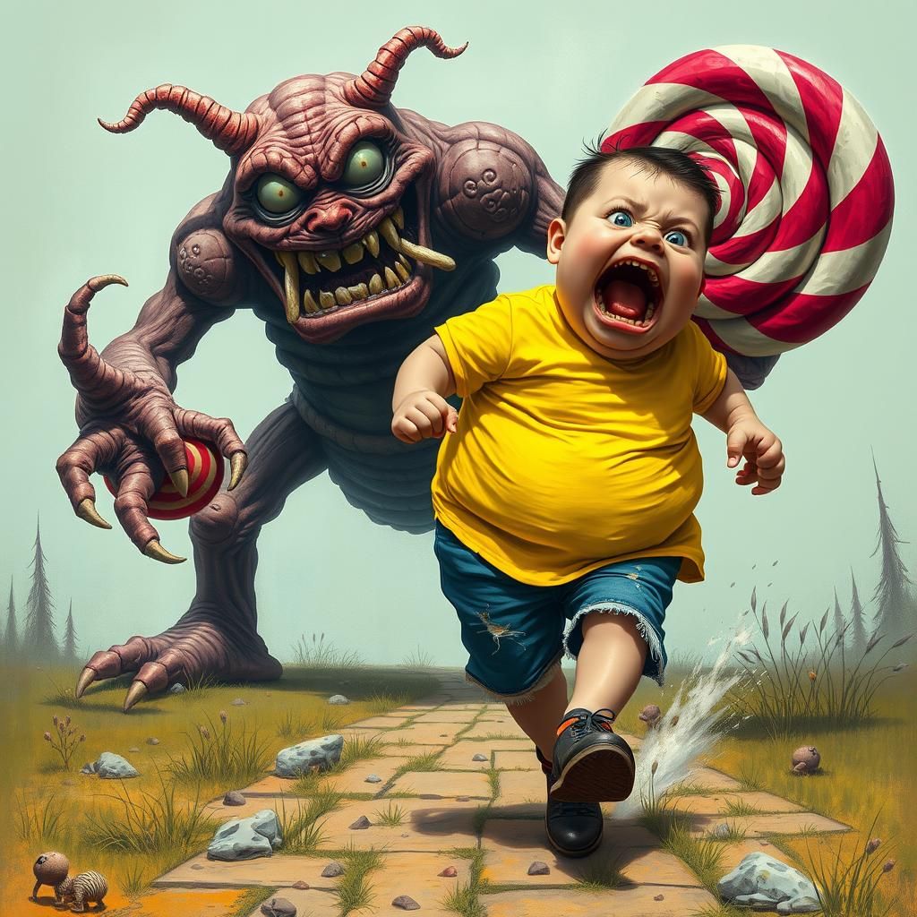 Lollipop Monster Chases Boy: Grotesque Pop Surrealism