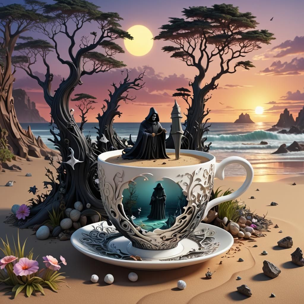 Magical Grim Reaper's Beach Tea: 3D Render