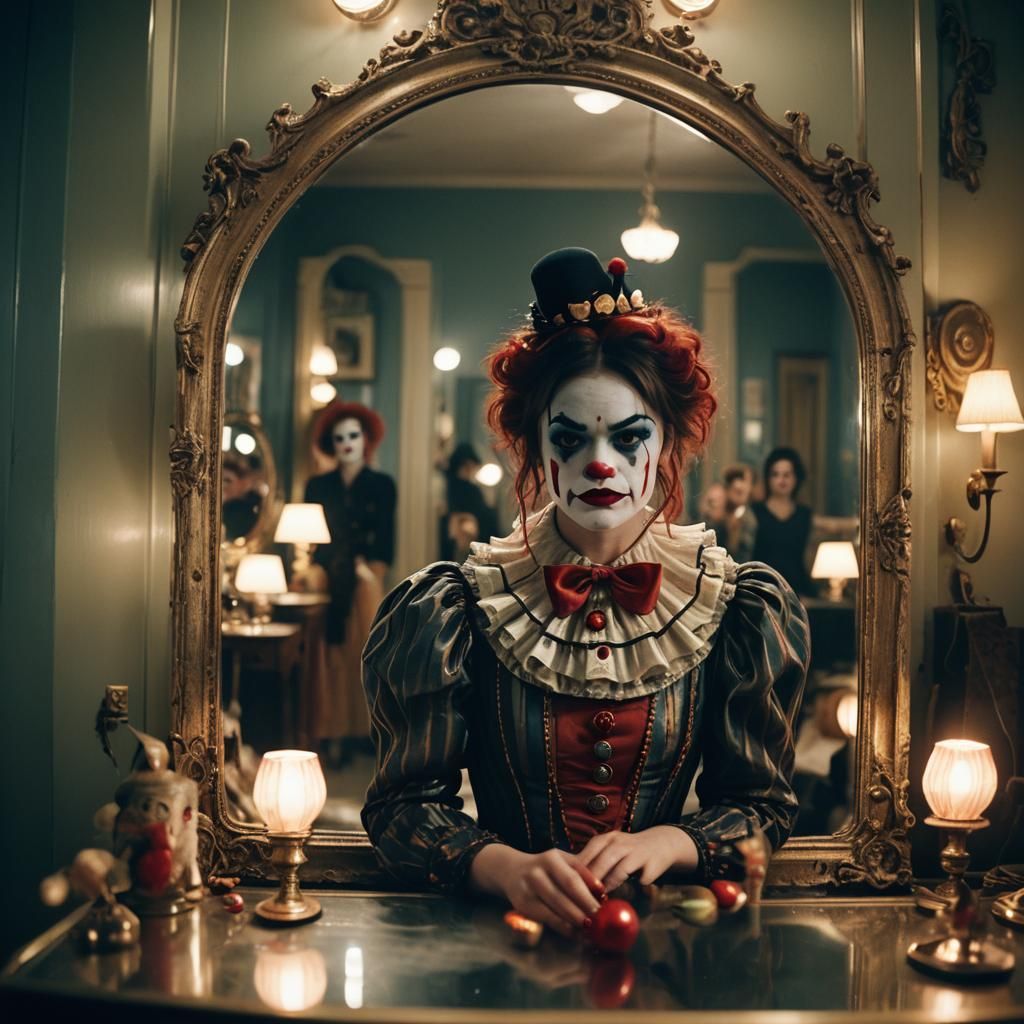 Lucy Hale as a Clown in Old Hollywood Style