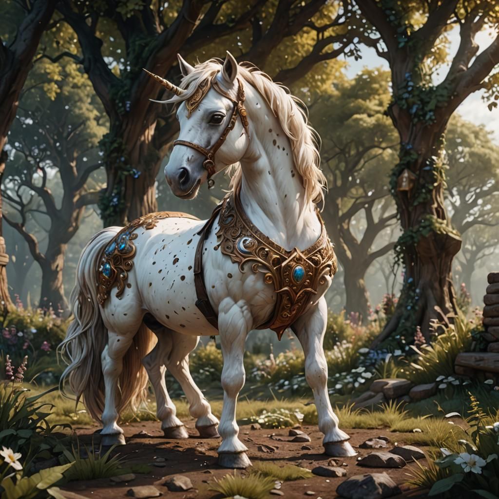 Brown and White Pony Hiding Unicorn Horn
