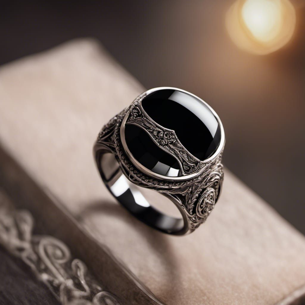 Black Onyx Ring with Intricate Design