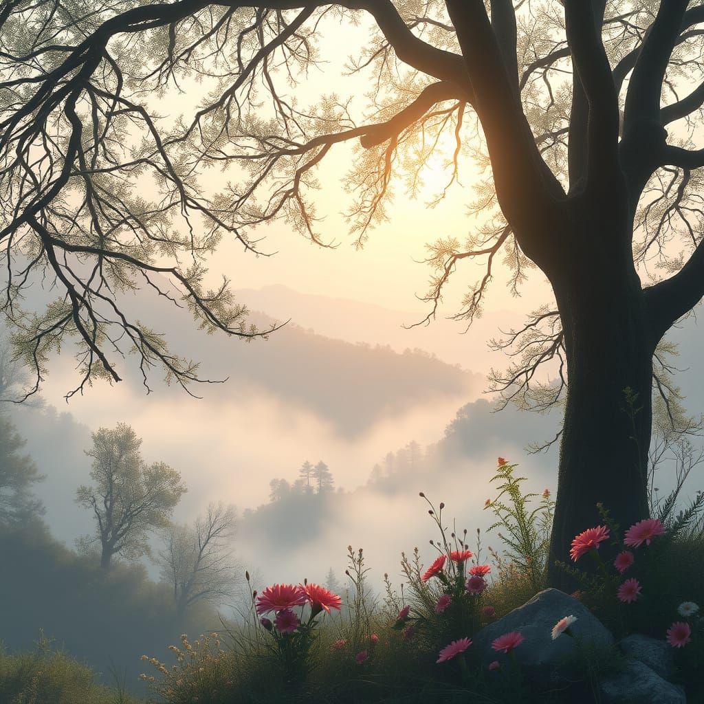 Ethereal Morning Landscape in Dreamlike 8K Matte Painting