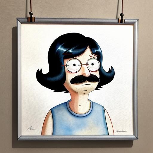 Gene Belcher from Bob's Burgers, Watercolor painting: This w...