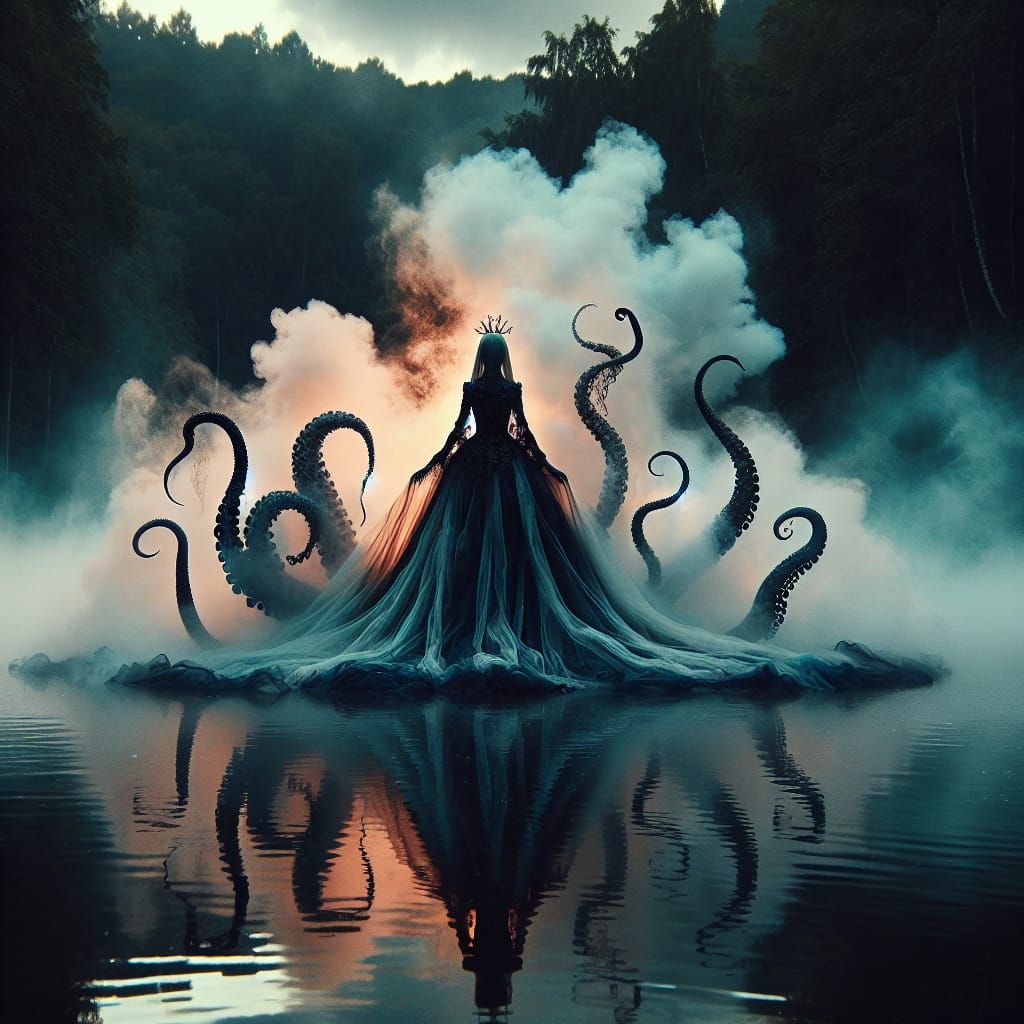 Gothic Lake Woman with Octopus Tentacle Dress
