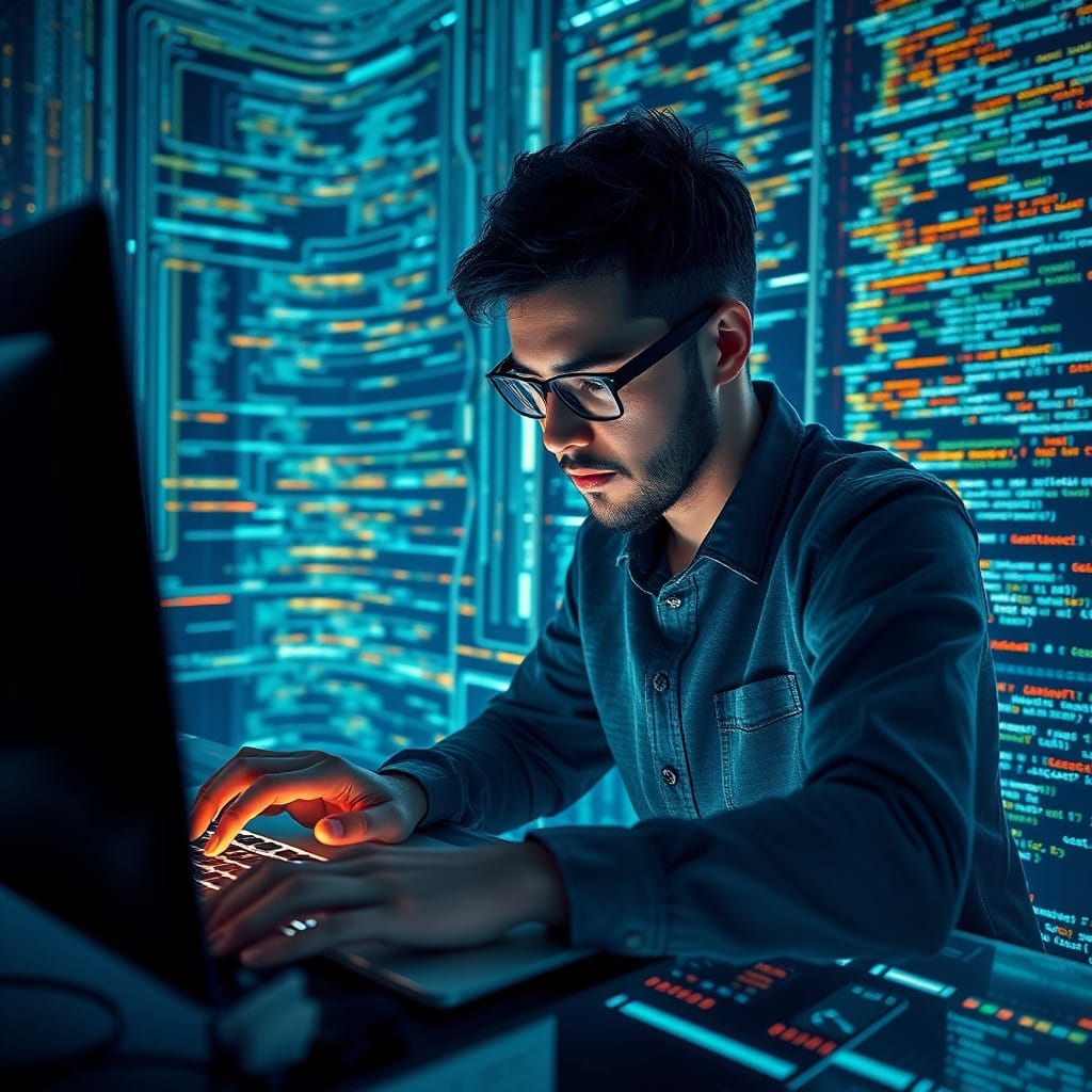 Technological Learning Image: Programmers in Harmony with Co...