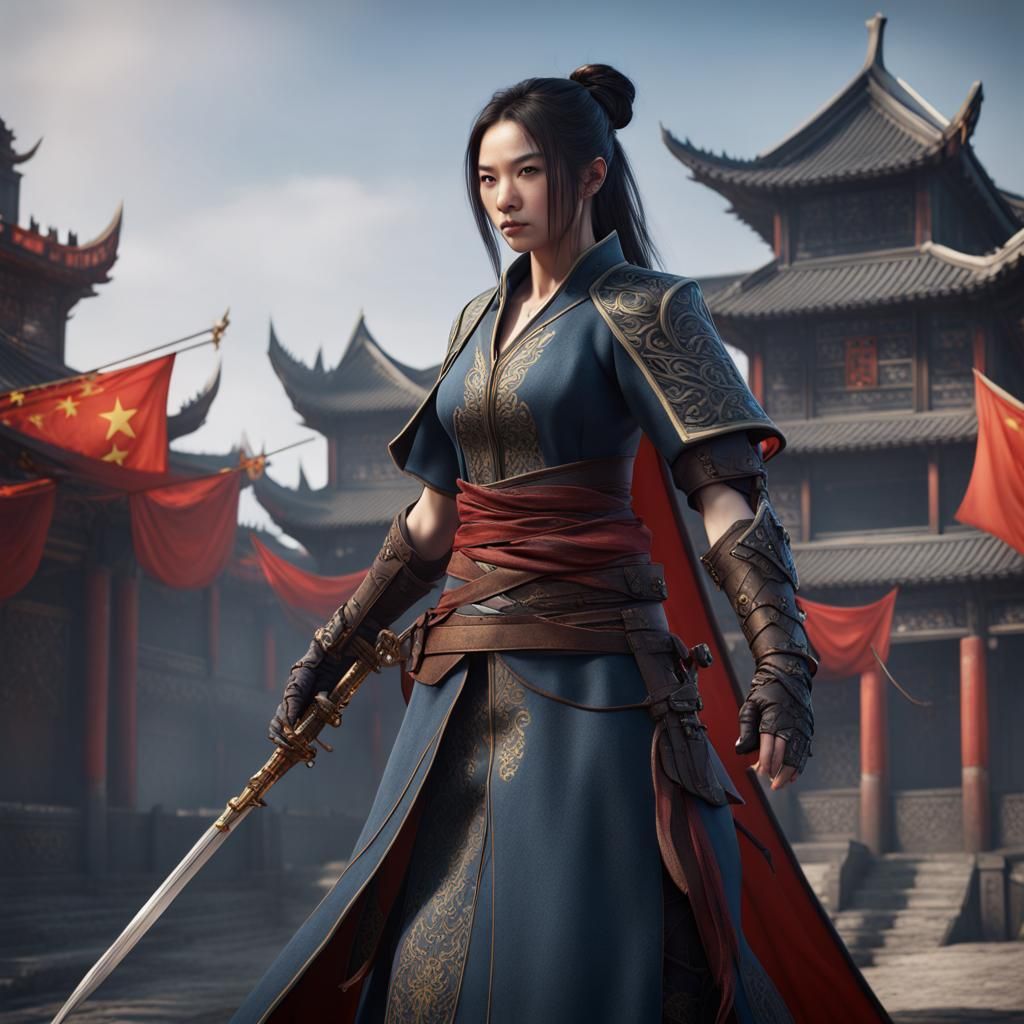 Medieval Chinese Assassin: Detailed Fantasy Art