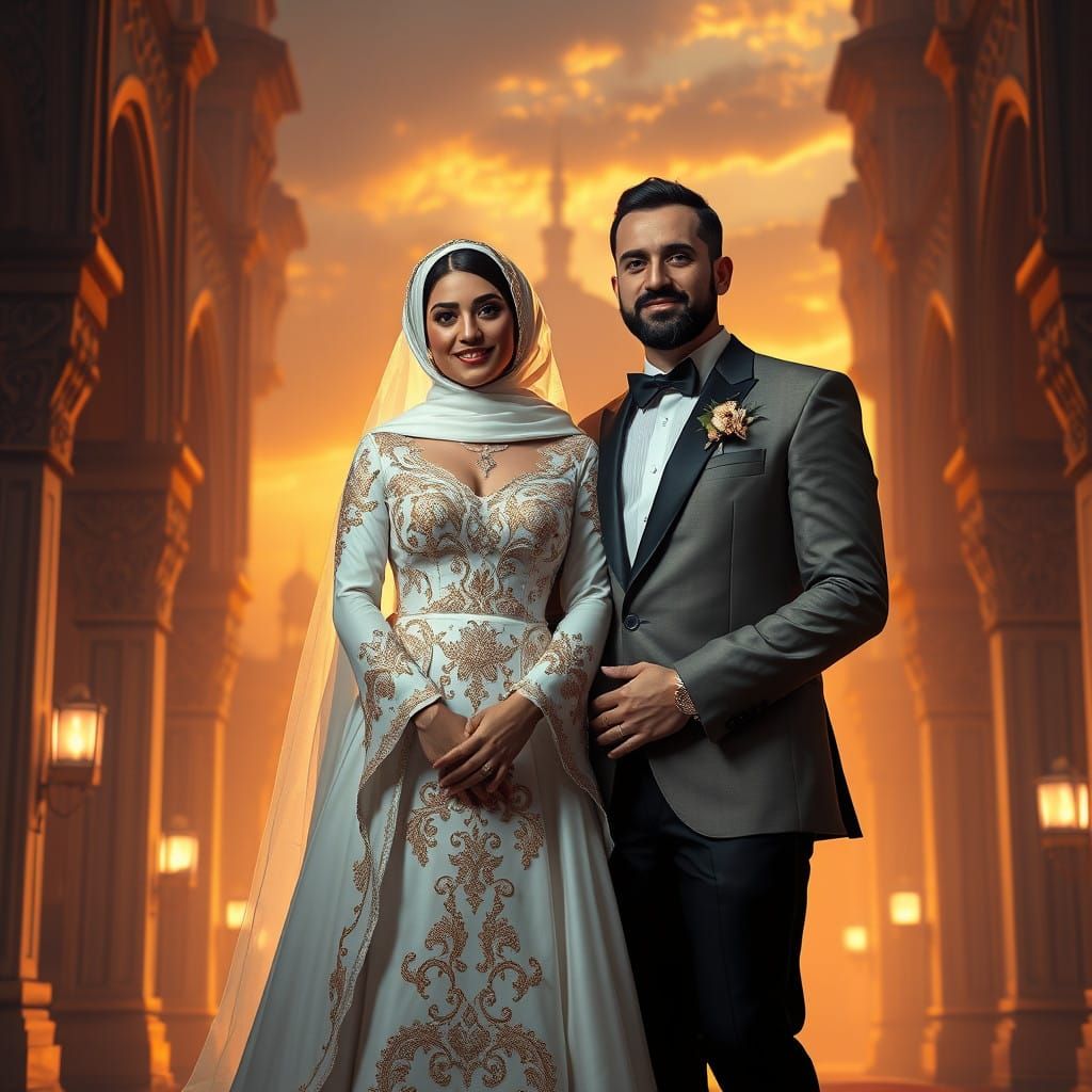 Middle Eastern Royal Wedding in Dreamlike Atmosphere