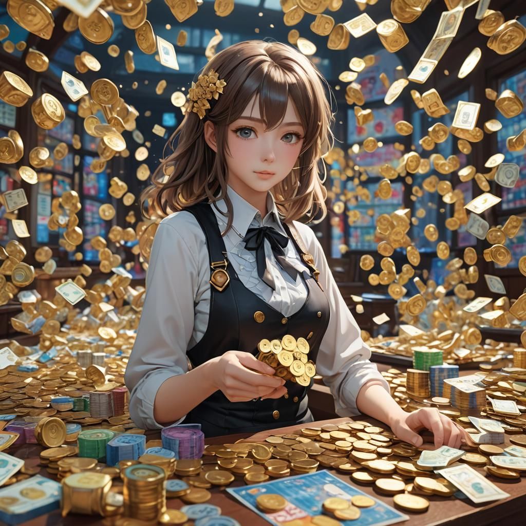 Winning Lottery in 3D Anime Art Style