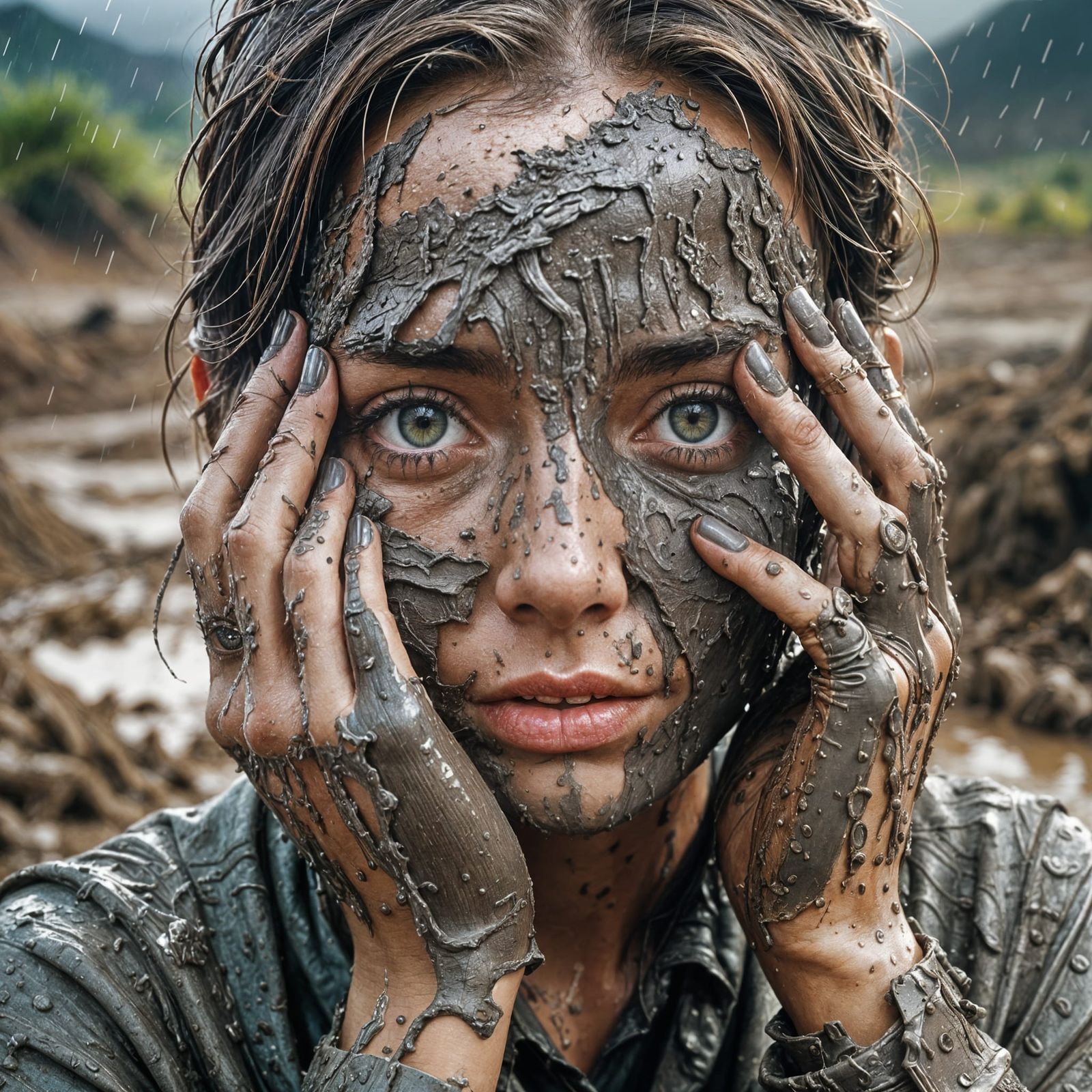 Intricate Mud Portrait in Digital Matte Painting Style