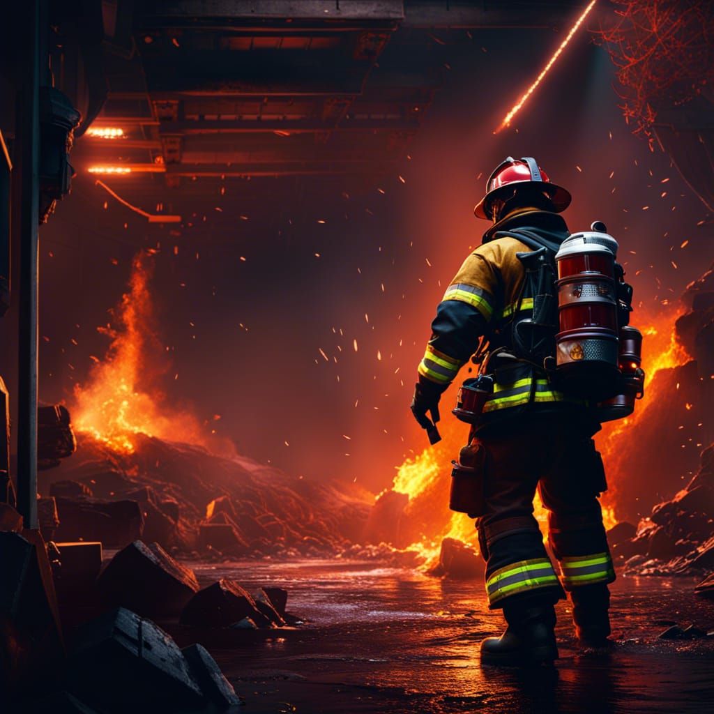 Detailed Firefighter Concept Art in 8K Resolution