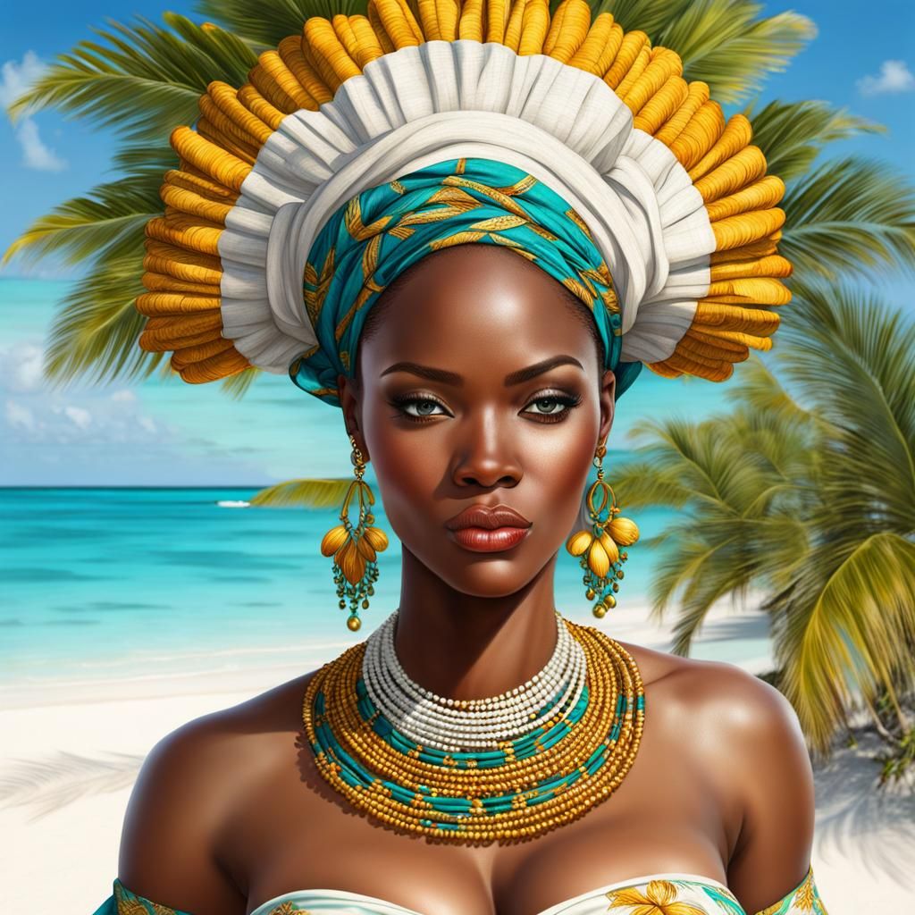 Bahamian Woman in Traditional Dress: A Realistic Portrait