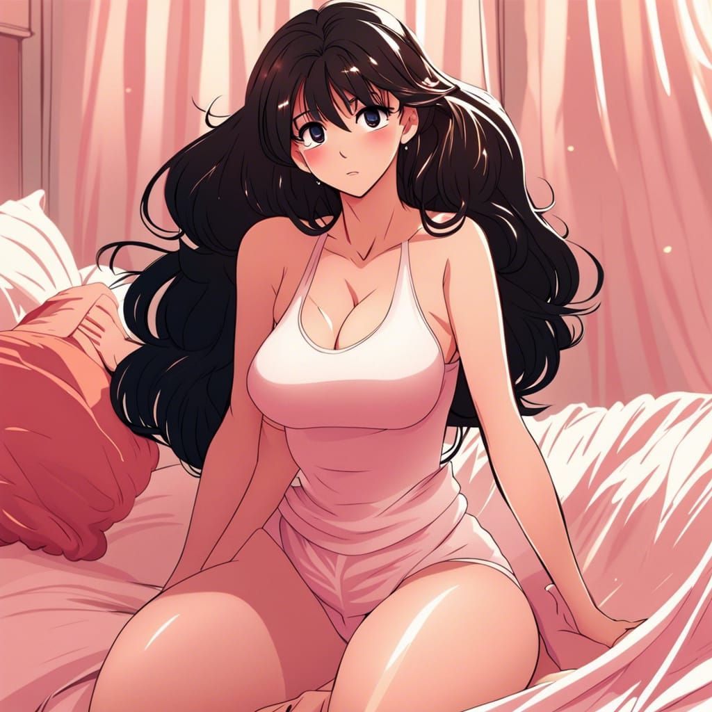 Manga Style Teen in White Bedroom