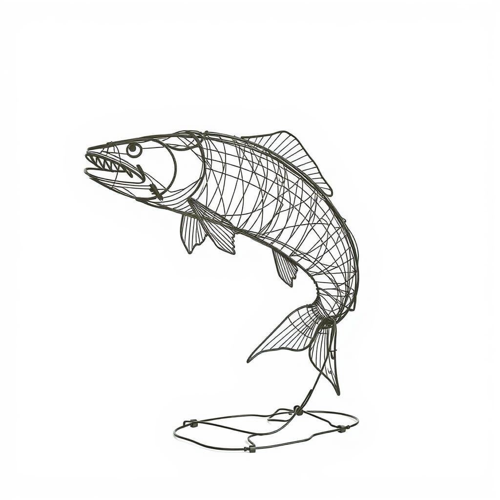 Leaping Salmon Wire Sculpture Art