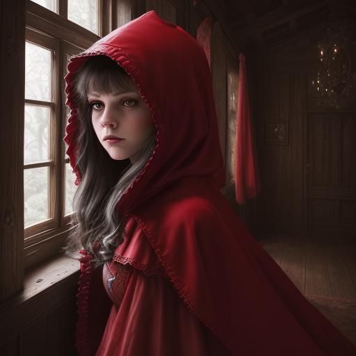 Red Riding Hood's Escape: Hyperrealistic Forest Scene