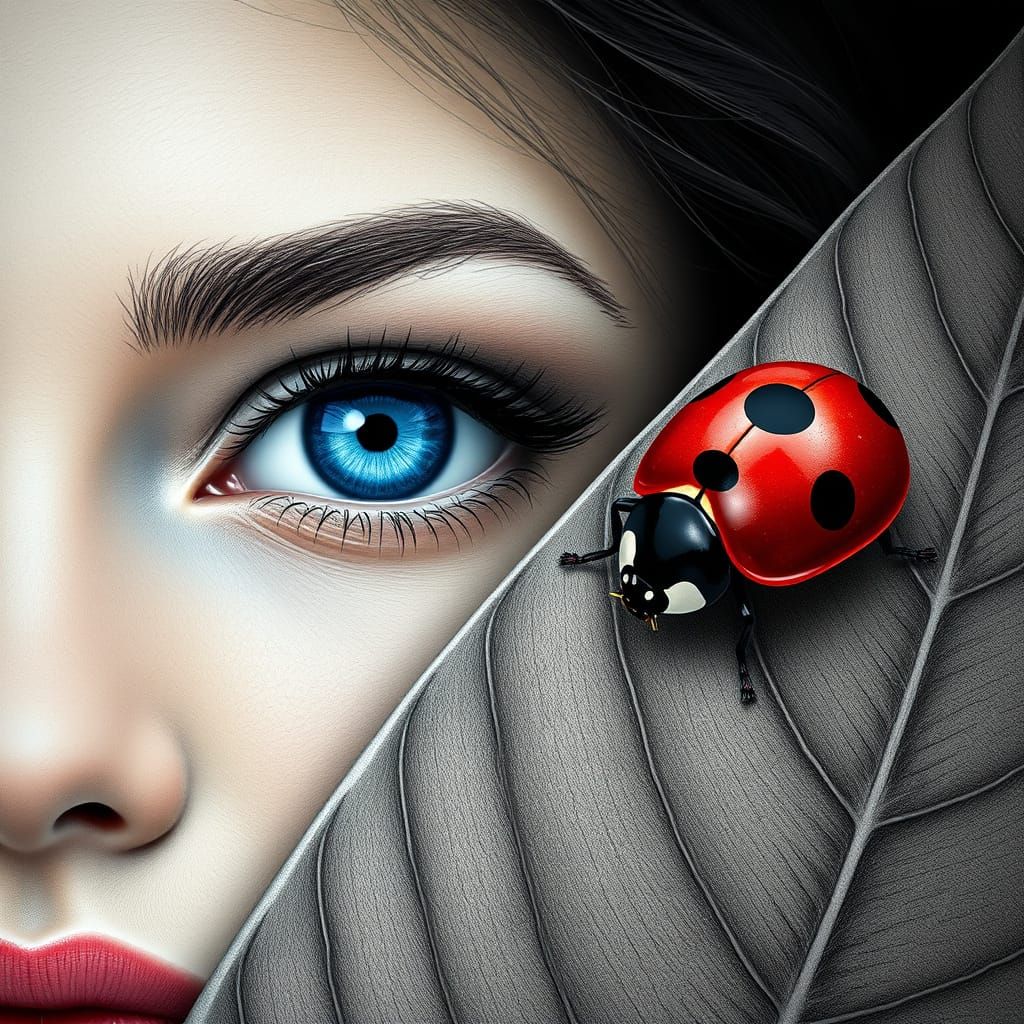 Intense Ladybug Portrait in Art Nouveau Style