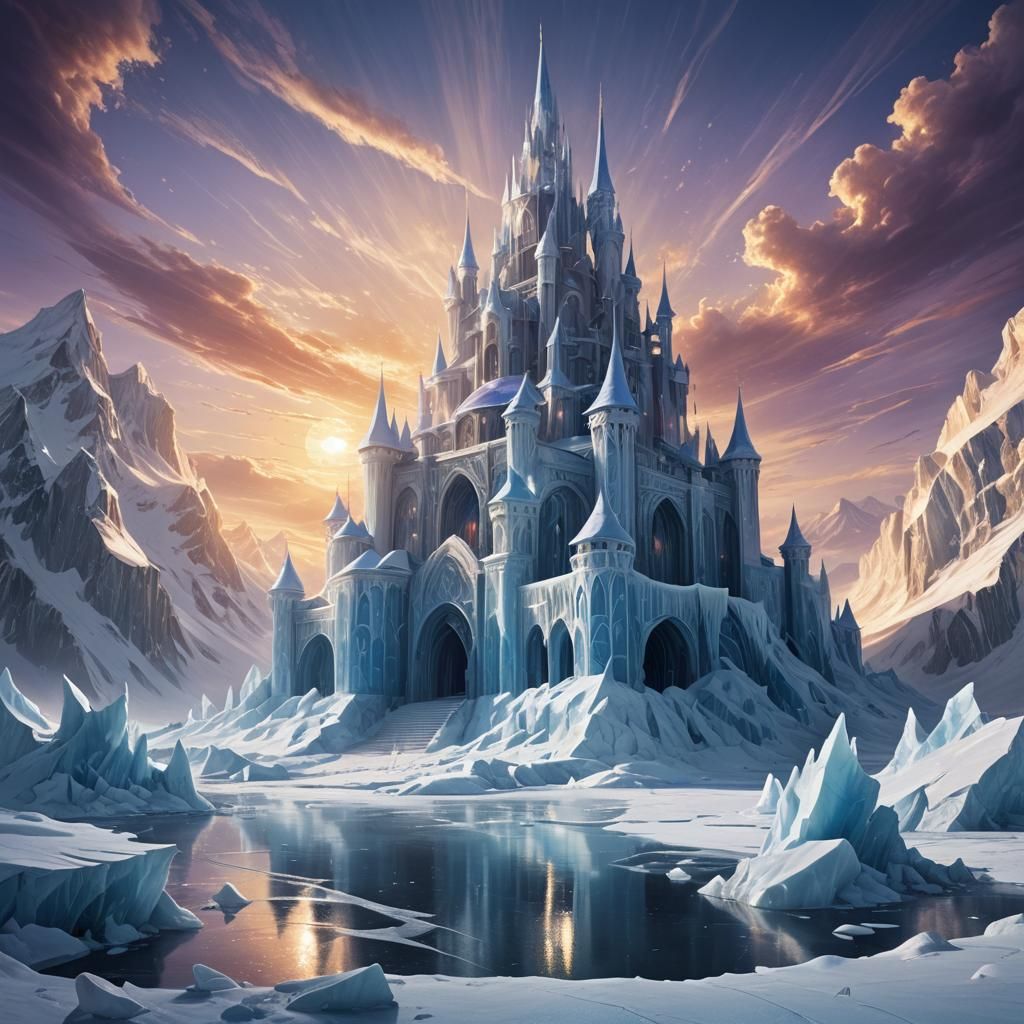 Majestic Ice Palace Concept Art in Dreamlike Style