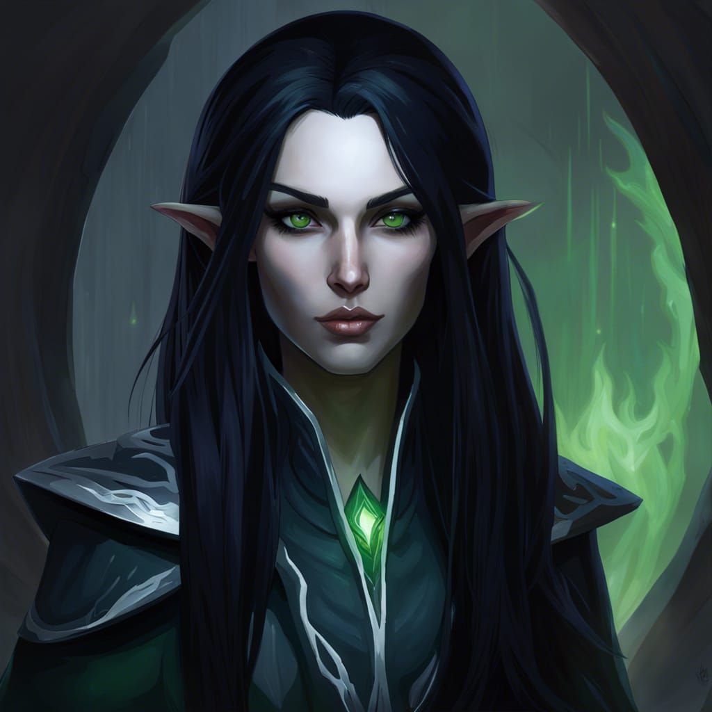Elf Warlock in Dark Fantasy Style