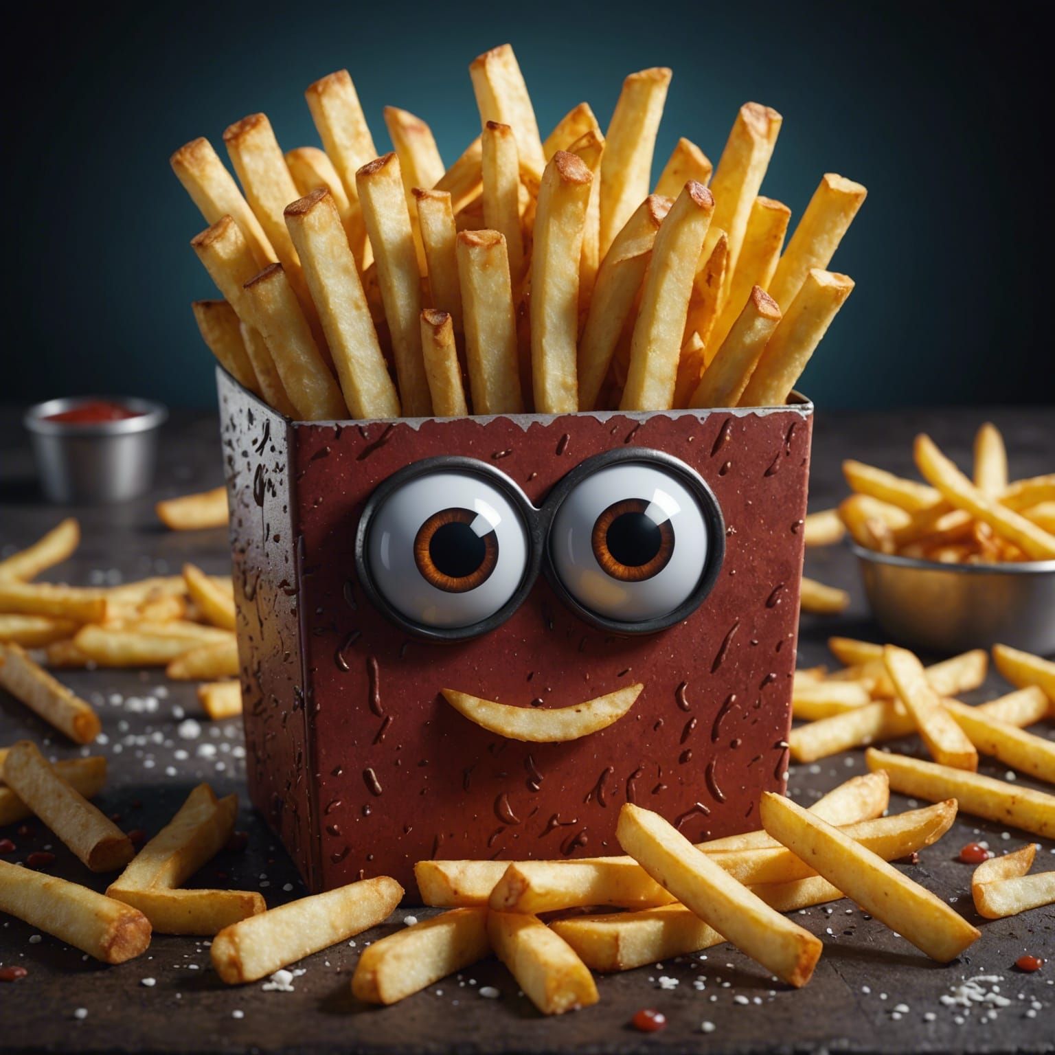 Googly-Eyed French Fries: Detailed CGI Matte Painting