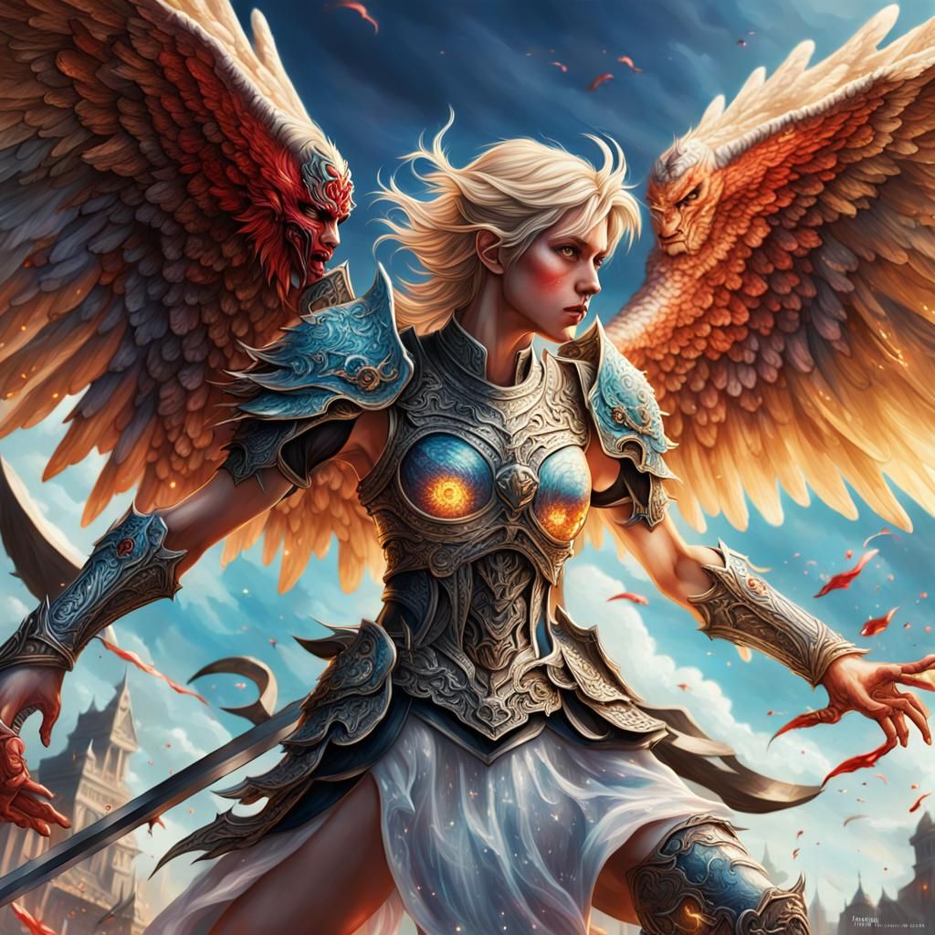Angelic Battle: Final Fantasy Inspired Digital Art