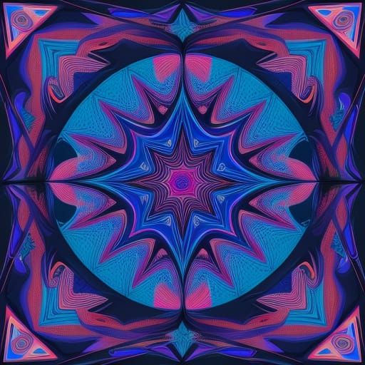 Vibrant Geometric Pattern in Electric Blue and Magenta