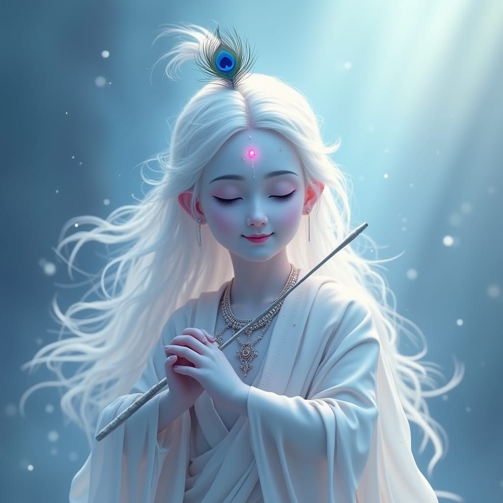 Celestial Being with Flute in Fantasy Art Style