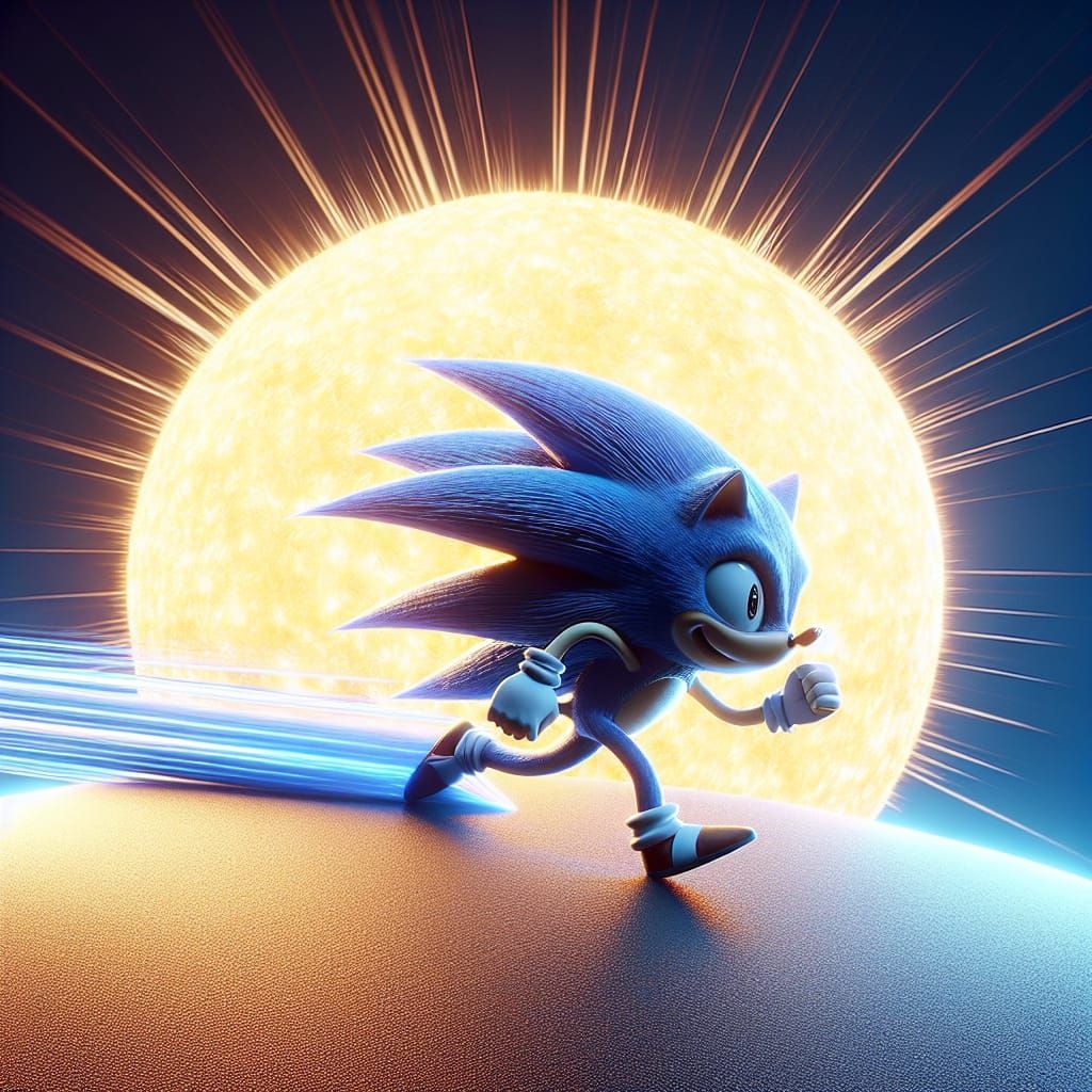 Blue Hedgehog Runs on the Sun: Early 3D Digital Art