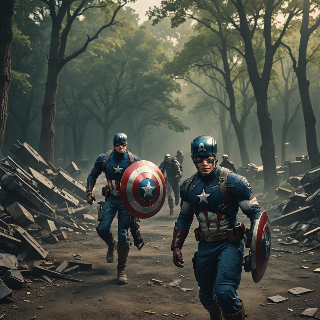 Captain America: Cyber Hero in Cinematic Style