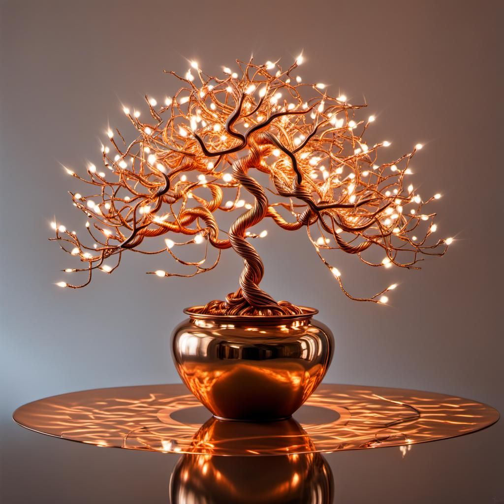 Copper Wire Money Tree in Jean-Baptiste Monge Style