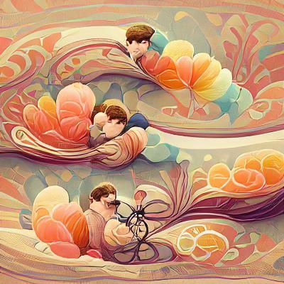 Art Nouveau Illustration of a Tender Embrace