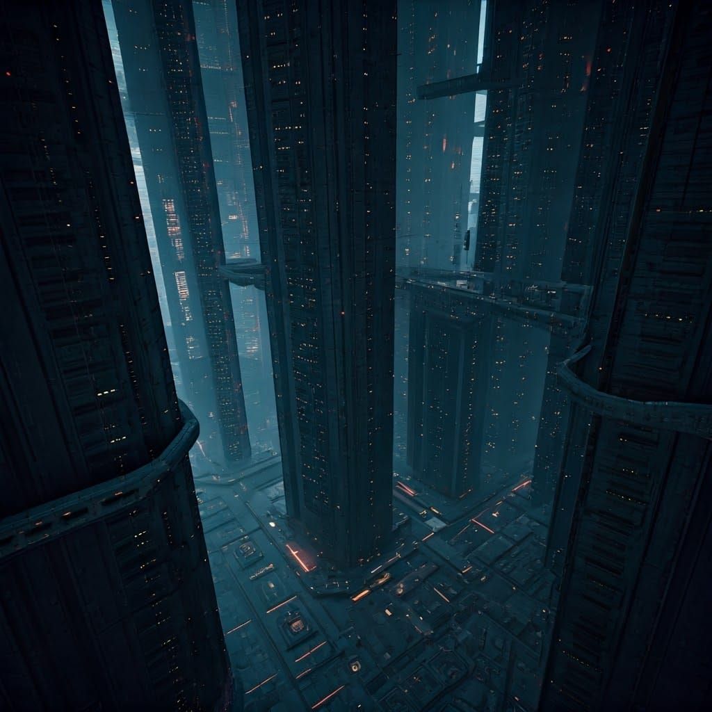 full-shot of a futuristic cityscape
