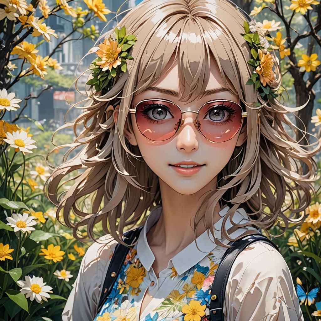 Laughing Girl in Daffodils: Kirigami Anime Art