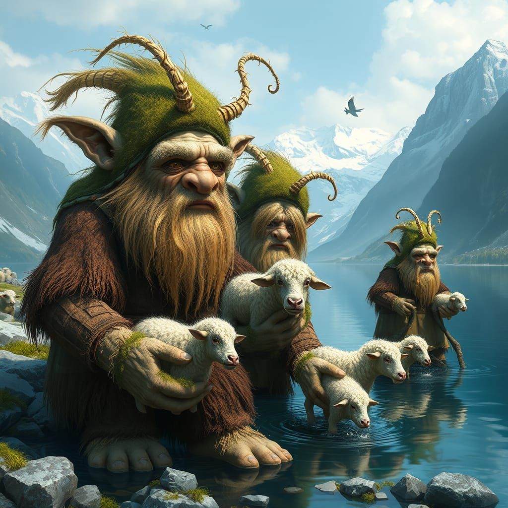 Norwegian Trolls Dipping Animals in Fjords